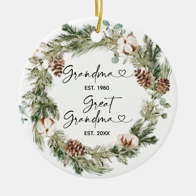 Första jul som Underbar mormor Gift Julgransprydnad Keramik (Framsidan)
