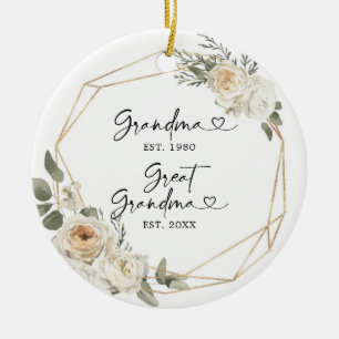 Första jul som Underbar mormor White-Blommigt Julgransprydnad Keramik