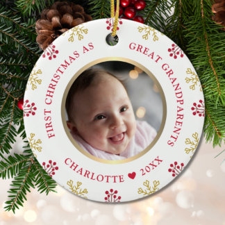 Första jul som Underbara morföräldrar Foto Julgransprydnad Keramik