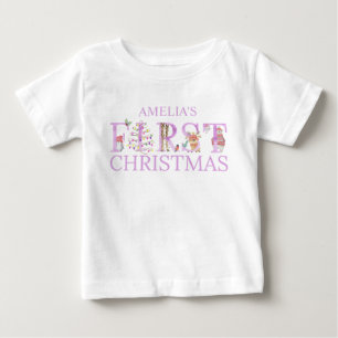 Första jul söta djur bokstäver flicknamn t shirt