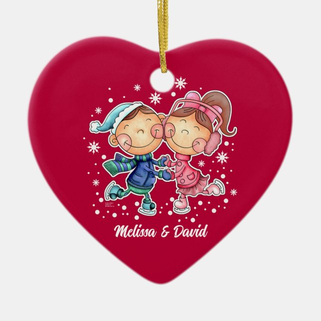 Första jul tillsammans. Anpassningsbar Julgransprydnad Keramik (Framsidan)