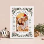 Första jul tillsammans Arch 3 Photo Collage Julkort<br><div class="desc">Fira din första jul tillsammans med ett speciellt kort. Ett unikt och modernt helgdag-kort med en ljusbildform med modern formaterad typografi som kurvor elegant runt fotot och originalhandritade vintern bladverk. Baksidan har en matchande mönster och tre fotosamlingar som du kan mer av dina favoritfoton. Anpassa enkelt både fram och tillbaka...</div>