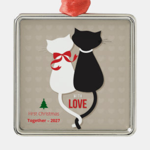 Första jul tillsammans - Cute Cat lite Helgdag Julgransprydnad Metall