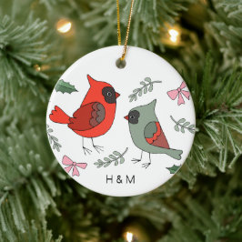 Första jul tillsammans kardinal lite Anpassningsba Julgransprydnad Keramik