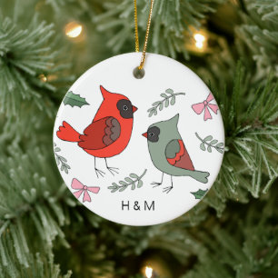 Första jul tillsammans kardinal lite Anpassningsba Julgransprydnad Keramik