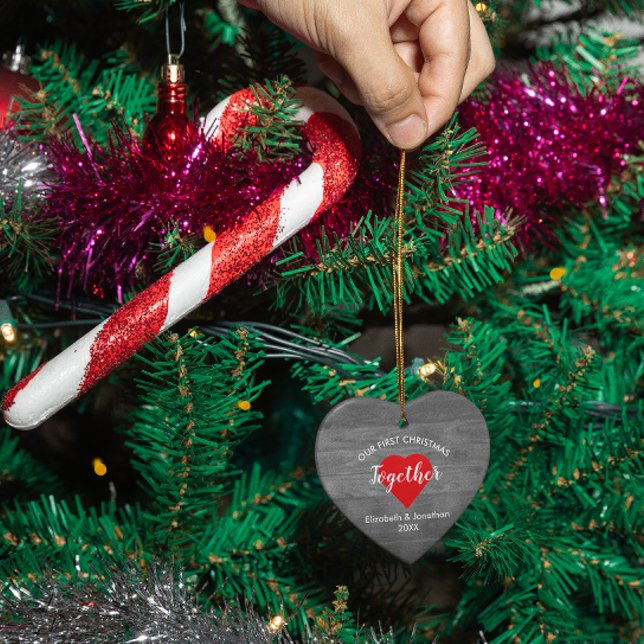 Första jul tillsammans med Rustic Wood Julgransprydnad Keramik (Skapare uppladdad)