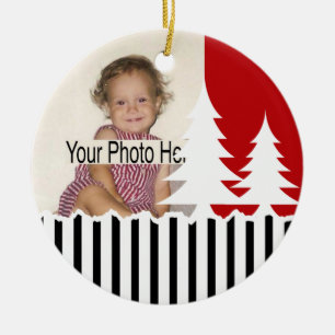 Första jul/Träd och Rand Foto Julgransprydnad Keramik