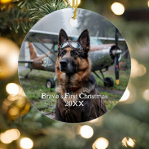 Första jul - tyska Shepherd Hund Pilot Funny