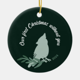 Första jul utan kardinalminnesmärke julgransprydnad keramik