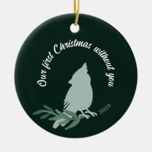 Första jul utan kardinalminnesmärke julgransprydnad keramik