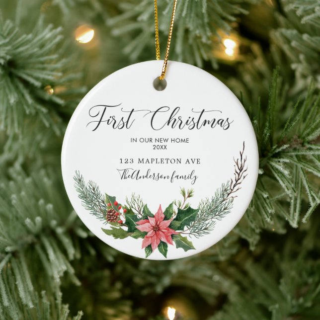 Första jul vårt nya hem med Namn Julgransprydnad Keramik (Träd)