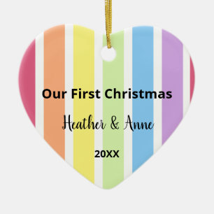 Första julafton Rainbow White Rand Pastel Julgransprydnad Keramik