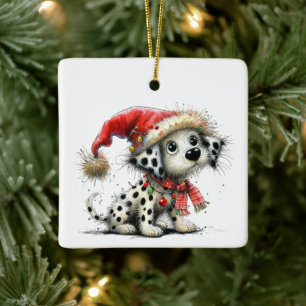 Första julafton Whimsical Dalmatian Puppy Customic Julgransprydnad Keramik