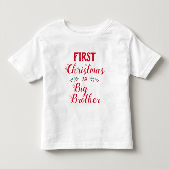 Första julbroderfamiljen som matchar röd text t shirt (Framsida)