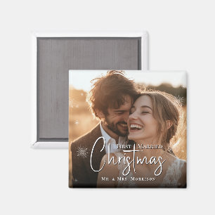 Första julbröllopsfotot som gifta magnet