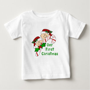 Första julcandy cane för twillingar tee