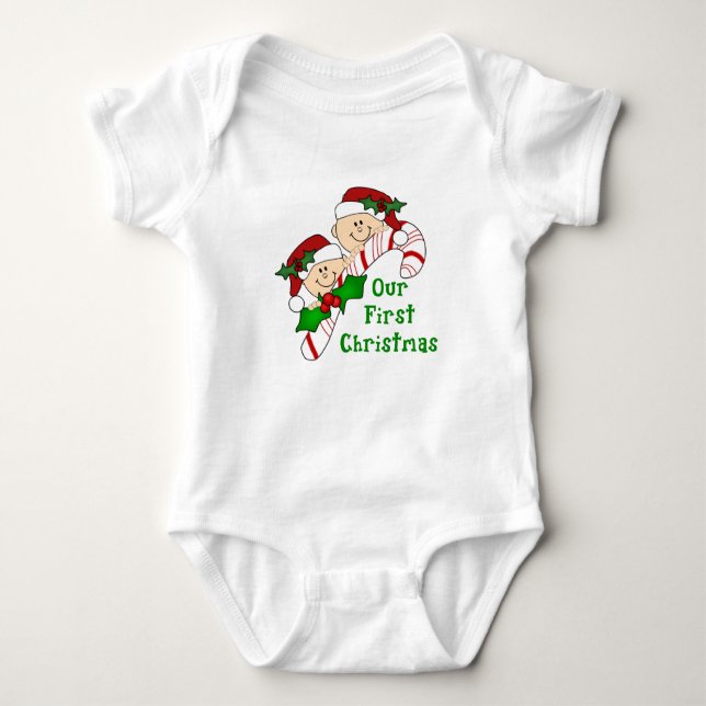 Första julcandy cane för twillingar tröja (Framsida)