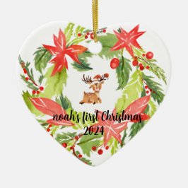 Första juldagen anpassningsbar baby namn-prydnadsf julgransprydnad keramik