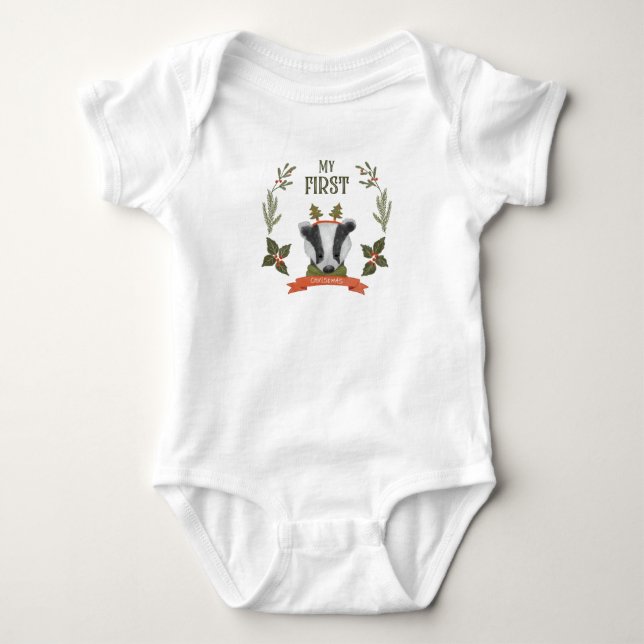 Första juldagen Baby-organet Kostym - Cute Badger T Shirt (Framsida)