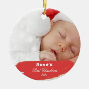 Första juldagen Elegant Baby Photo Ceramic Ornamen Julgransprydnad Keramik