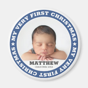 Första juldagen Modern Anpassningsbar Baby Photo K Magnet