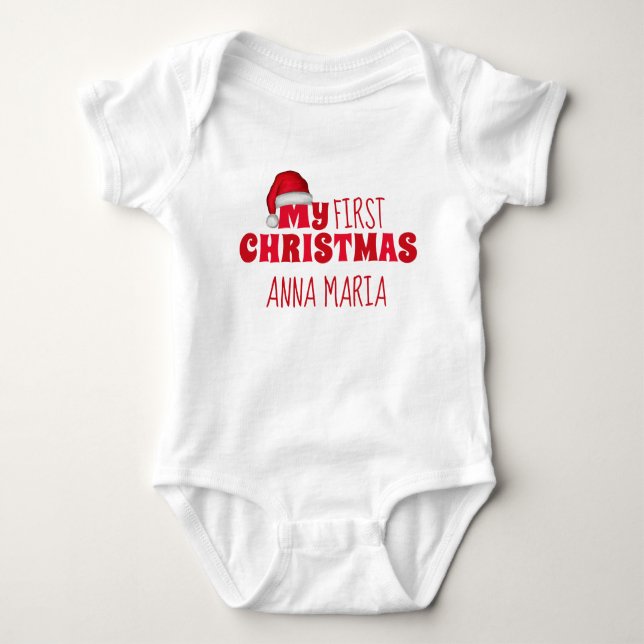 Första juldagen Personlig Cute Newborn Santa T Shirt (Framsida)
