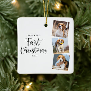 Första Juldagens moderna, simpla Pet Puppy-Hund-f Julgransprydnad Keramik