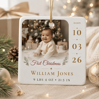 Första julen baby Anpassad foto födelse ornament