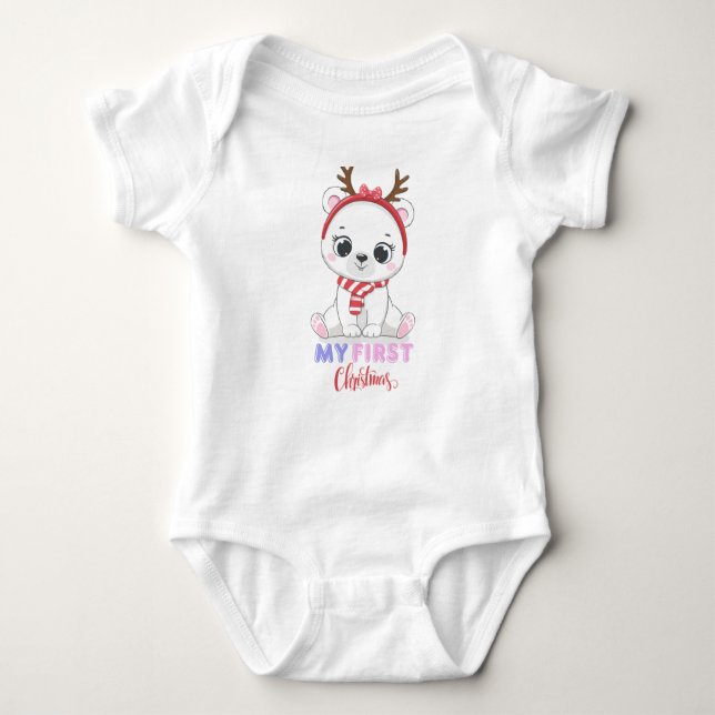Första julen Baby, jul BabySuits T Shirt (Framsida)