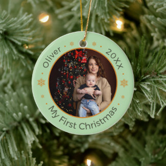 Första julen baby namnfotoornament julgransprydnad keramik