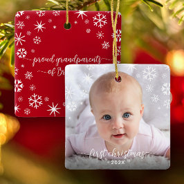 Första julen Baby Photo Snöflingor-morföräldrar Julgransprydnad Keramik