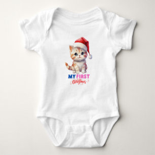 Första julen Baby,Söt Kat-jul BabySuits T Shirt
