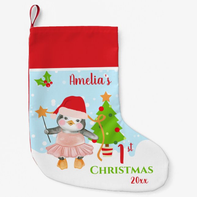Första julen Ballerina Pingvin  Liten Julstrumpa (Framsidan)