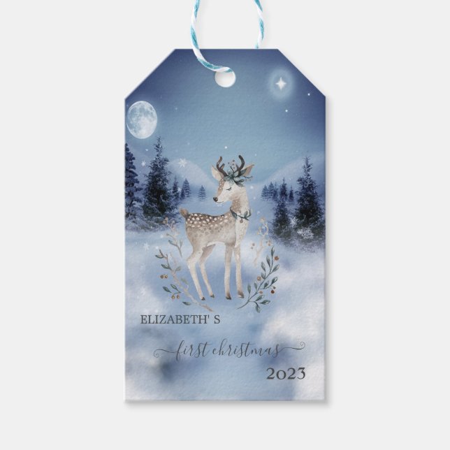 Första julen, Bambi, Vinterlandskap Presentetikett (Framsidan)