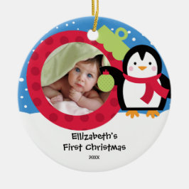 Första julen bebis Foto Ornament Pingvin
