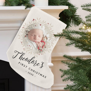 Första julen bildkrans namn för bebis liten julstrumpa