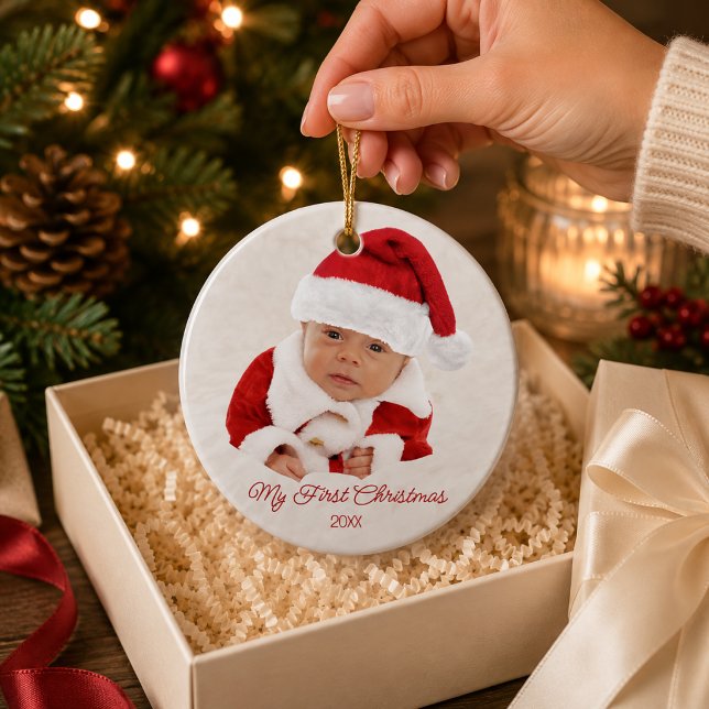 Första julen bildornament för bebis julgransprydnad keramik (Skapare uppladdad)