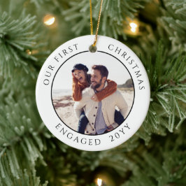 Första julen - Engagerad fotopaté Julgransprydnad Keramik