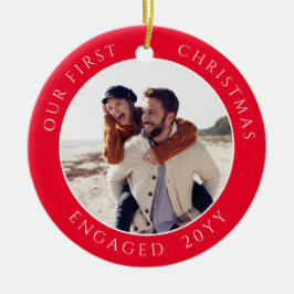 Första julen - Engagerad fotopaté Julgransprydnad Keramik