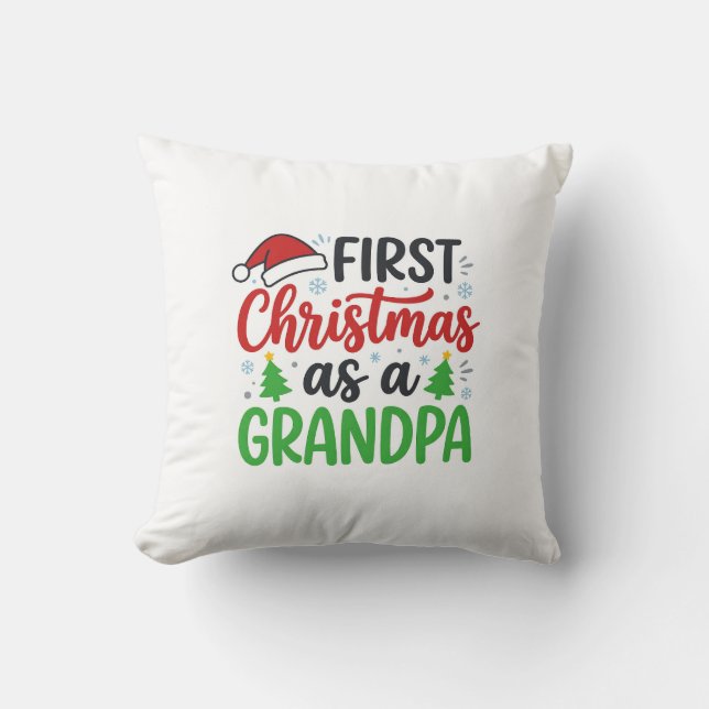 Första julen Farfar Santa Hatt Kudde (Framsida)