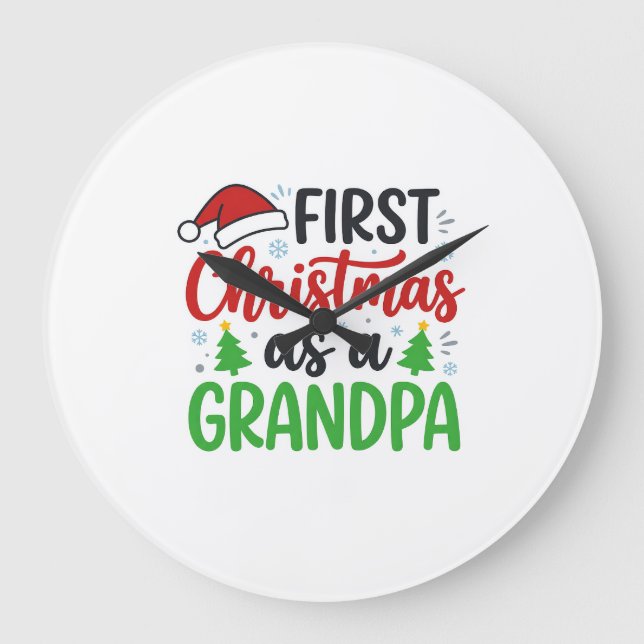 Första julen Farfar Santa Hatt Stor Klocka (Framsida)