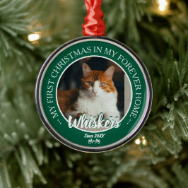 Första julen för alltid hemma katt foto och namn julgransprydnad metall