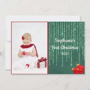 Första julen för bebis Foto Silverglitter Platt