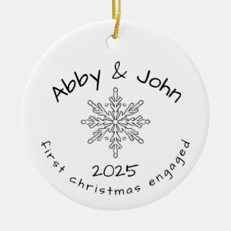 Första julen förlovningsprydnad minimalistisk  julgransprydnad keramik