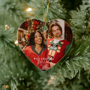 Första julen Foto Hjärtformad Prydnad -Personlig Julgransprydnad Keramik