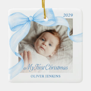 Första julen fotoornament med båge julgransprydnad keramik
