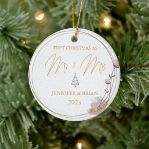 Första julen gift Herr och fru jul Julgransprydnad Keramik