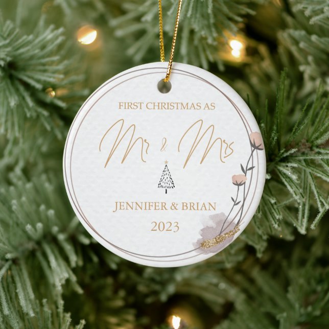 Första julen gift Herr och fru jul  Julgransprydnad Keramik (Träd)