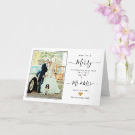 Första julen Gift med mr och mrs Guld Heart Card Kort