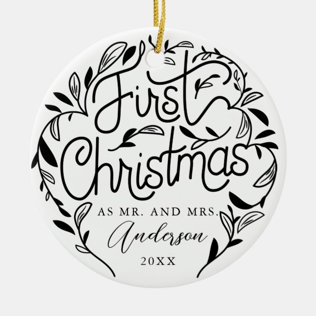 Första julen Gift par Ceramic Ornament (Framsidan)